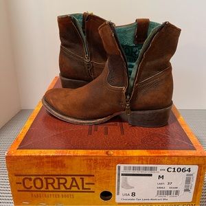 Corral boots women’s size 8 lamb skin booties worn once: professionally cleaned